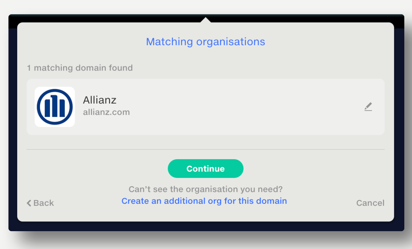 Confirm new organisation details