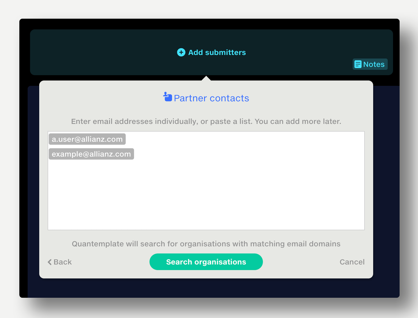 Search organisations by email