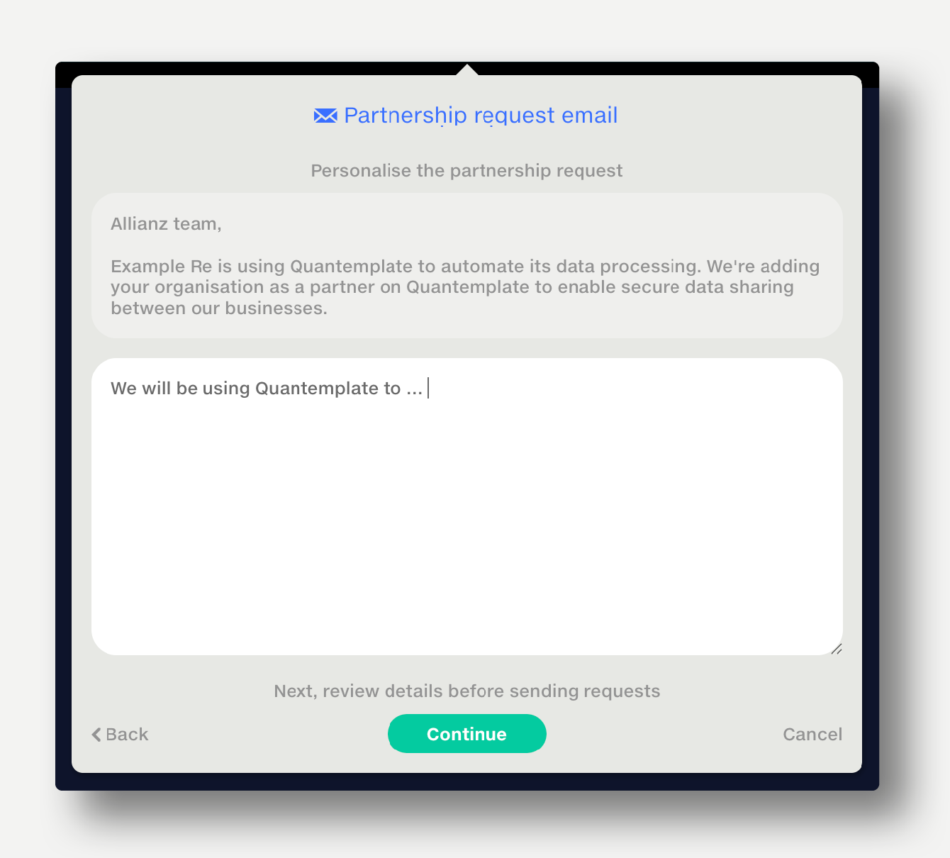 Partnership request email notes