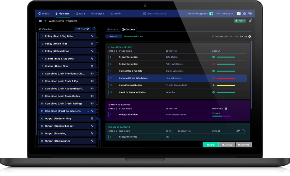 Pipeline outputs overview mockup